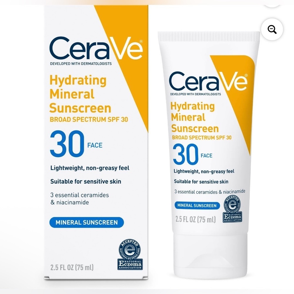 CeraVe Hydrating Mineral Sunscreen SPF 30 Face Lotion for Sensitive Skin